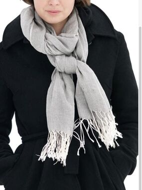 BOT Light Gray Fringe Scarf Back On Track